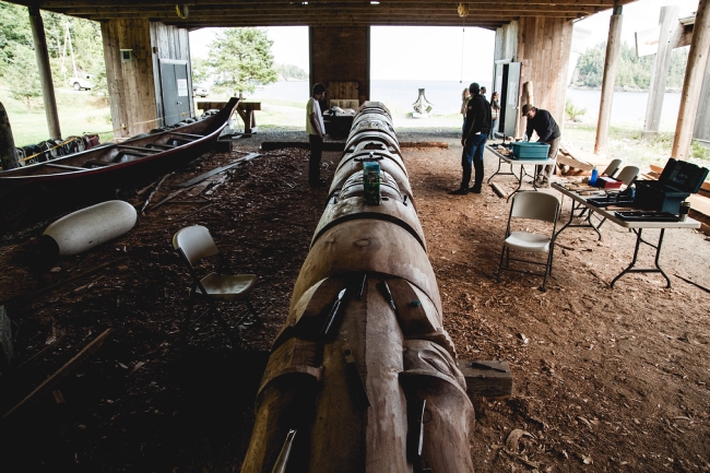 A large workspace used for carving totem poles.