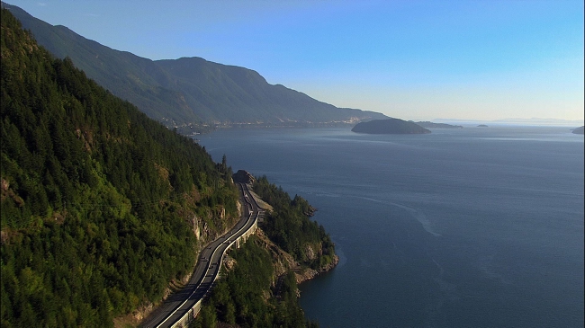 The Sea-to-Sky Highway hugs Howe Sound.