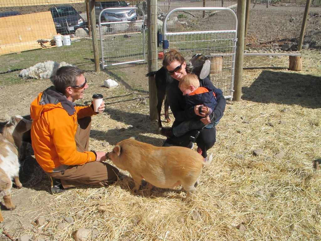 Family enjoying Andy's Animal Acres in Penticton