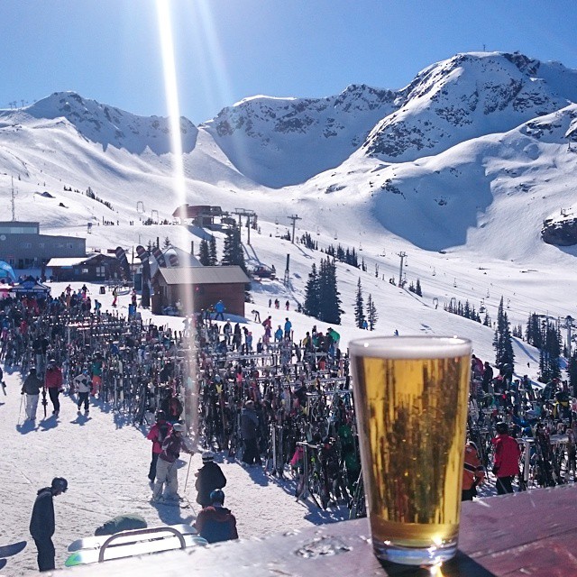 A beer with a view at Roundhouse Lodge in Whistler