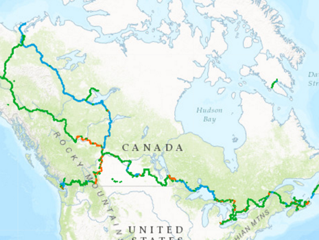 A map of the Great Trails links.