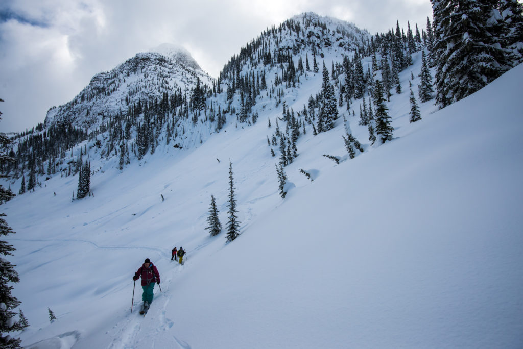 Heli-assisted ski touring with Selkirk Tangiers Heli Skiing in Revelstoke.
