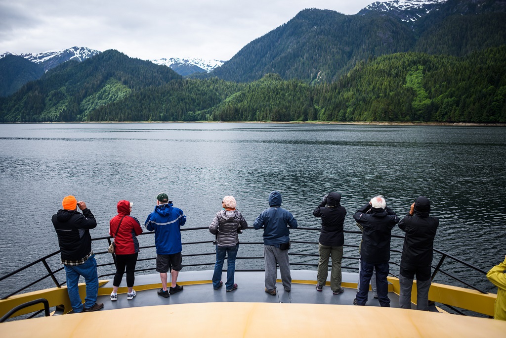 The view from the front deck on Prince Rupert Adventure Tours in the Khutzeymateen. 