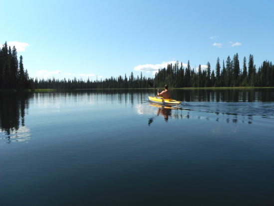 Kayaking on Amanita Lake. 