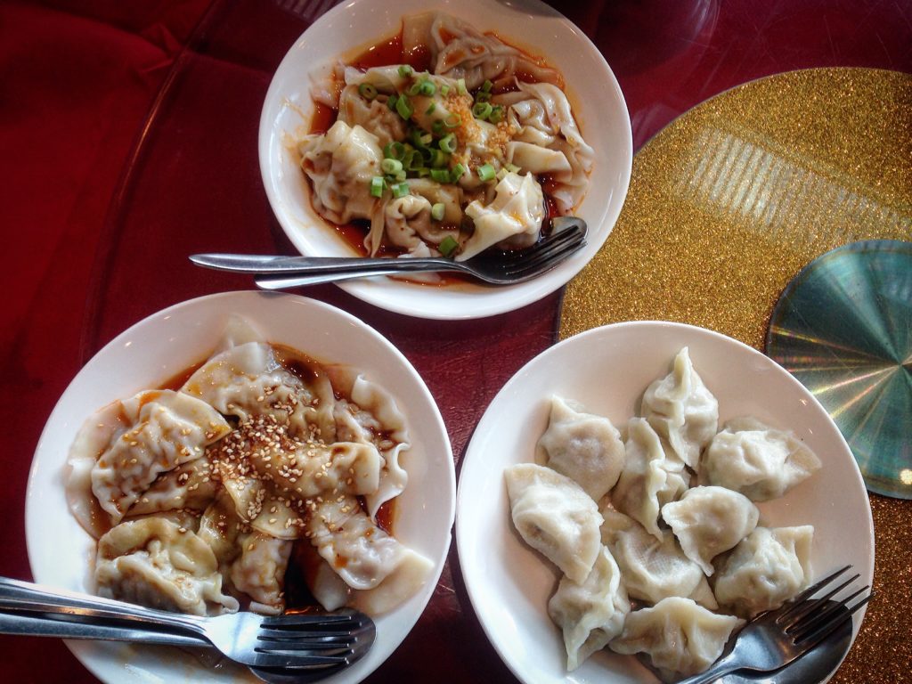 Three stunning dishes of water-boiled dumplings, prepared three different ways.