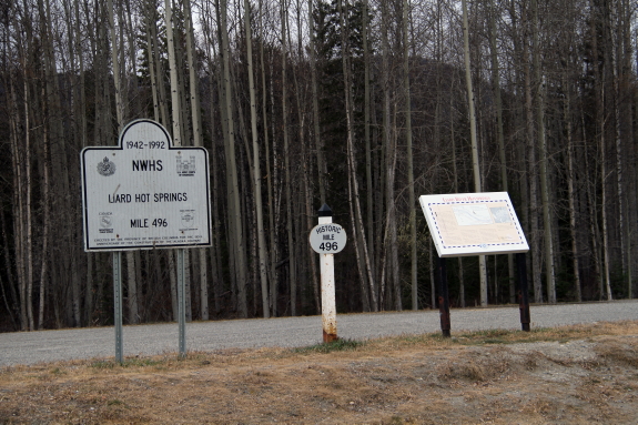 Interpretive signs on the side of a highway.