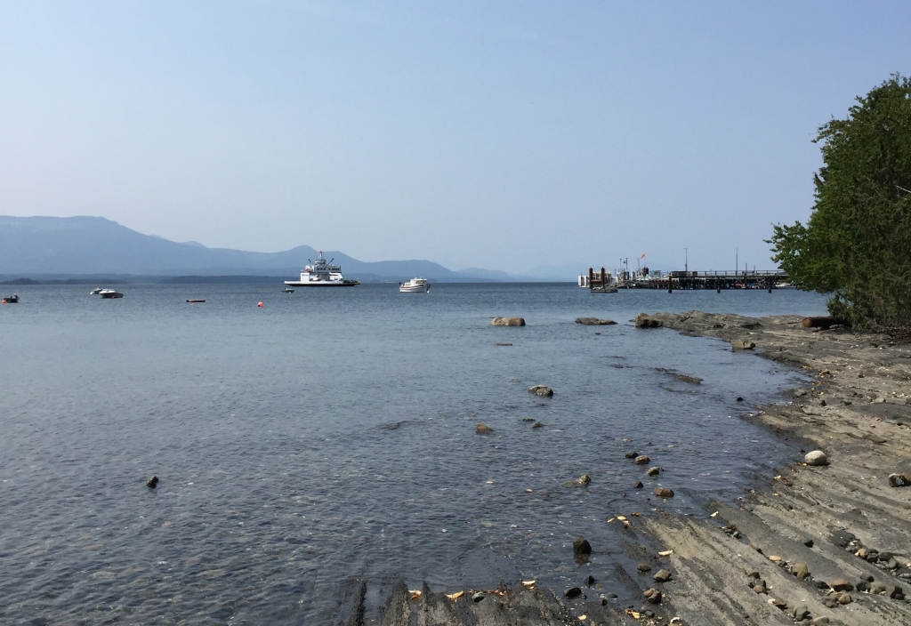 A ferry from Crofton arrives at the Vesuvius Bay ferry terminal on Salt Spring Island.