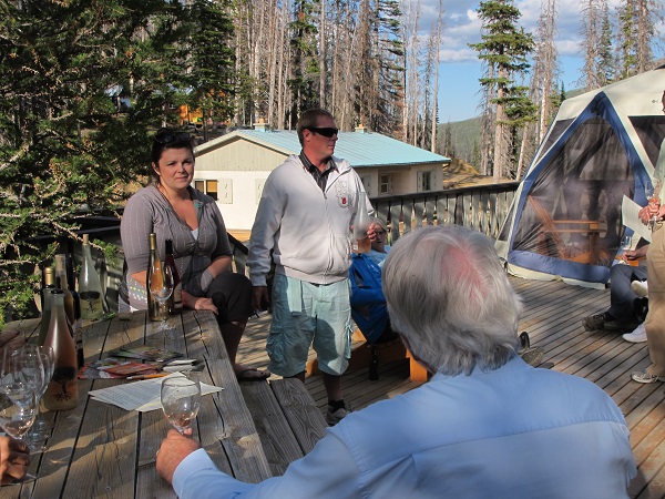 Sara and Troy Harker lead guests of Cathedral Lakes Lodge through a tasting of Rustic Roots Winery