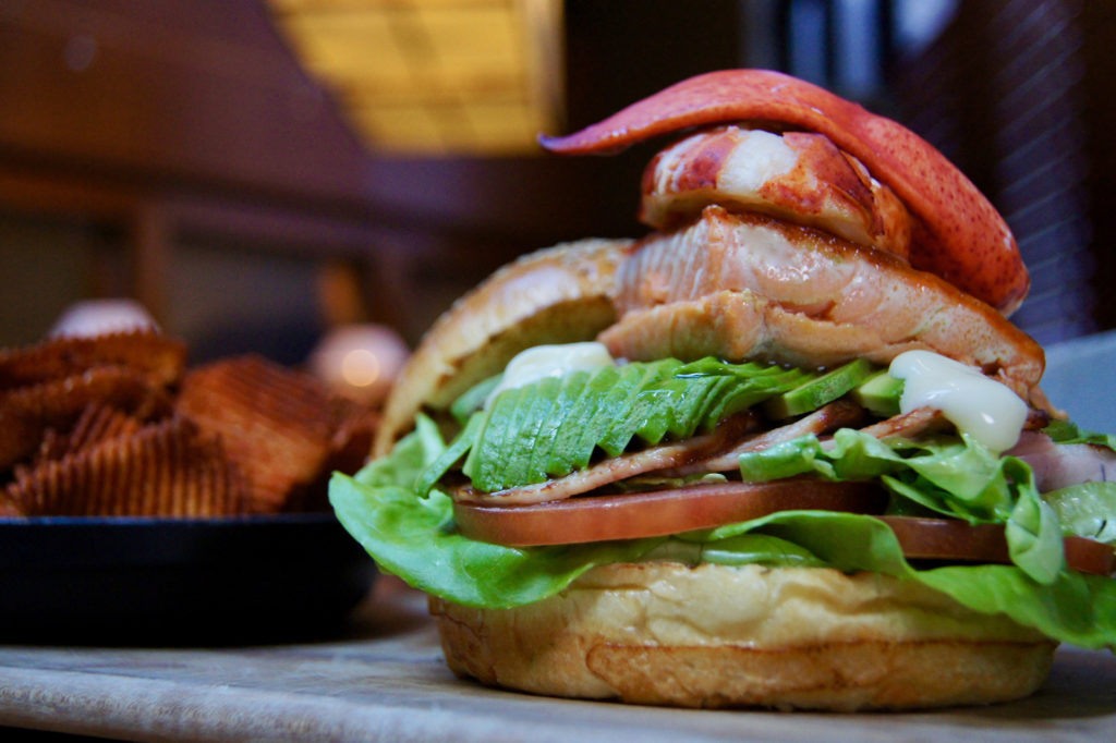The West Coast Salmon East Coast Lobster Burger from Yew Seafood + Bar in the Four Seasons Hotel in Vancouver.
