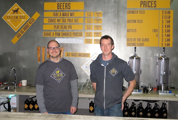 Mike Coghill and Liam Murphy at Yellow Dog Brewing in Port Moody.