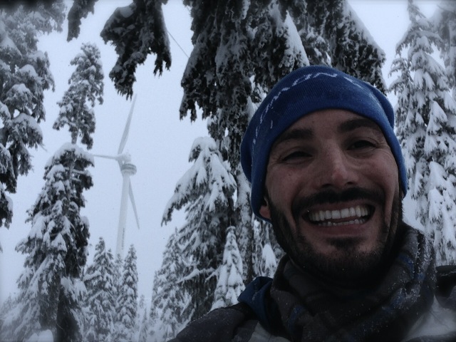 Selfie with the turbine on Grouse Mountain. Photo: SYinc