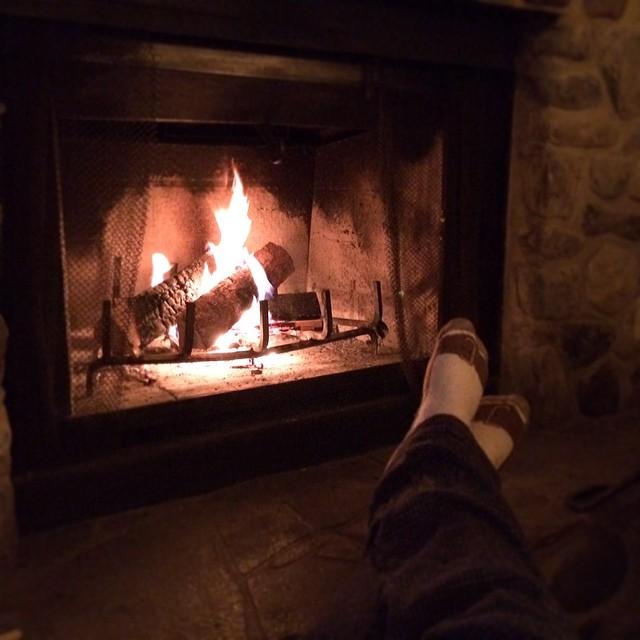 Feet up by the fire place