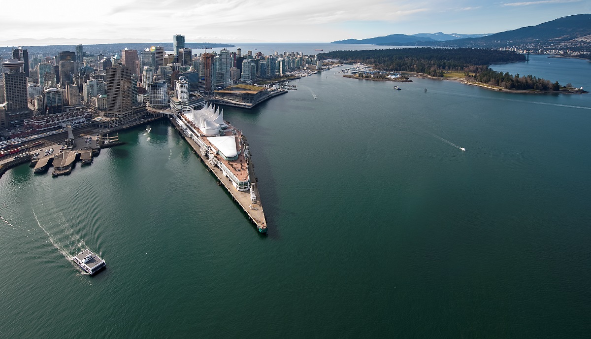 Aerial view of Canada Place, Vancouver