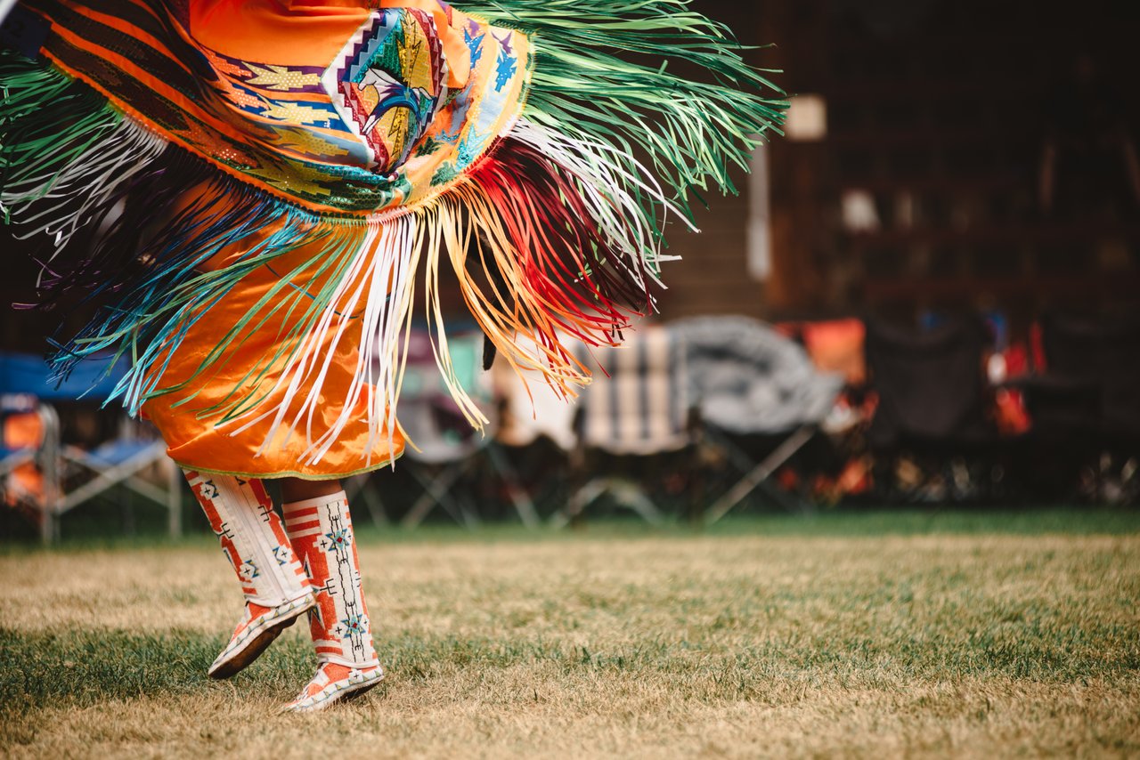 An Indigenous dancer at the Kamloopa Powwow in Kamloops