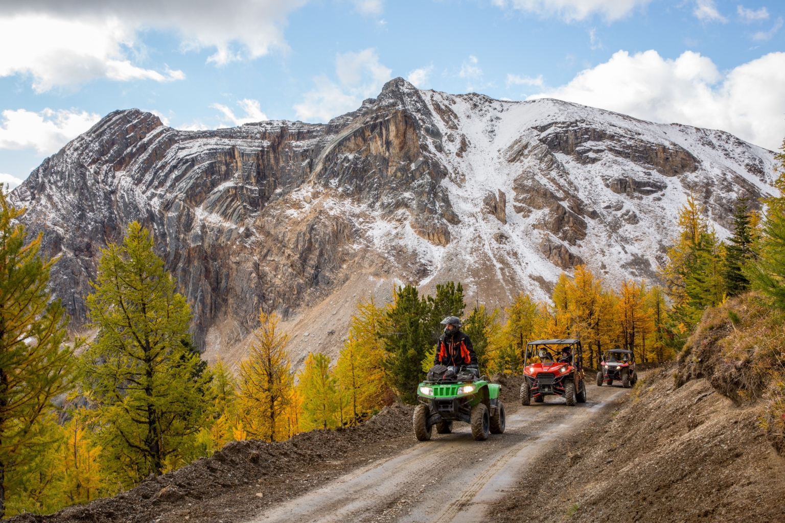 ATV & SXS tour through the spectacular Paradise Basin larch forest at Toby Creek Adventures in Panorama.
