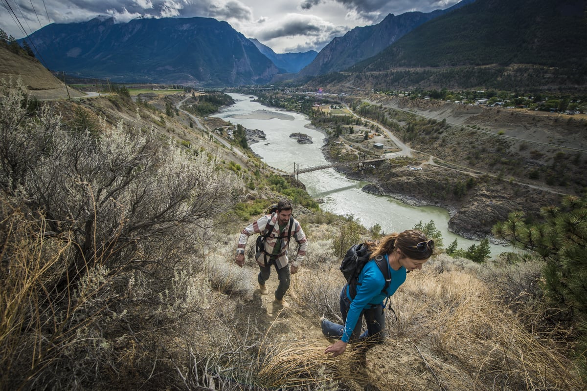 Hiking up the river banks of the Fraser River in Lillooet