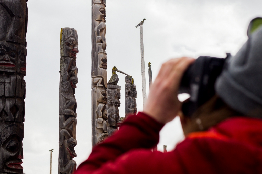 Totem poles at Kitwanga. Credit Northern BC Tourism/Abby Cooper