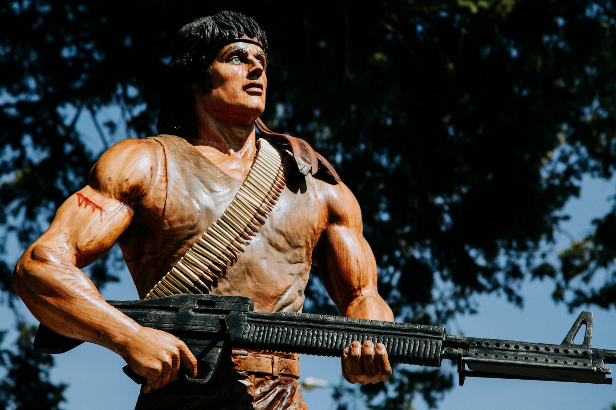 The new Rambo wooden carving in Hope